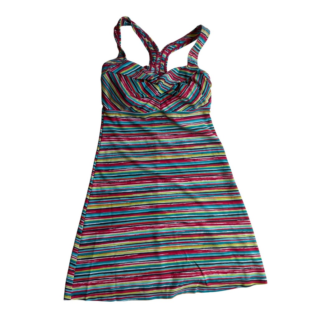 Athleta Multi Color Salina Striped Swim‎ Dress Sweetheart Racerback XS 553294
